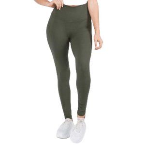 Yelete Ankle Leggings Womens Green Stretchy High Rise Waistband Workout Running